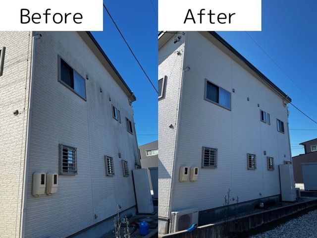 外壁洗浄専門店　独自の洗剤と伸びるブラシを使用して洗浄します！お試し洗浄実施中！