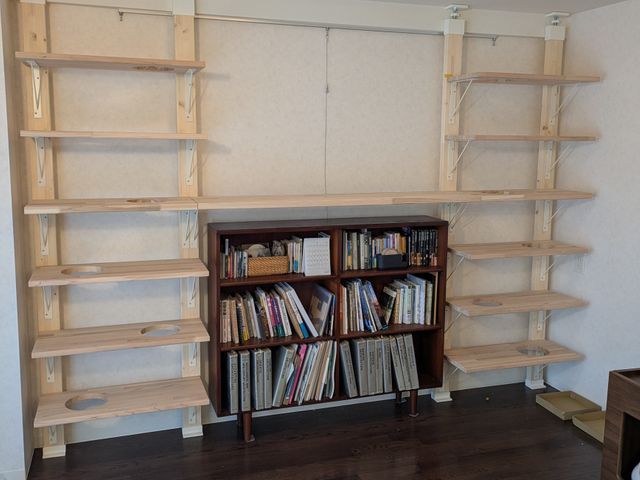 壁掛けシェルフや住宅オプションの設置、取り付け承ります。キャットウォークもOK