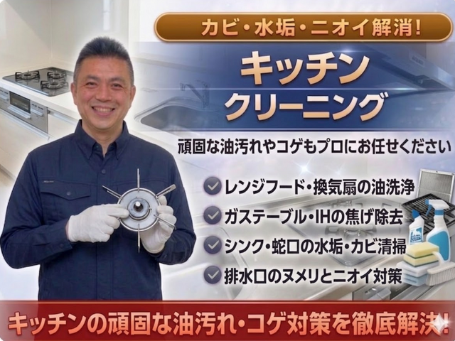安心丁寧仕上げの徹底油汚れ除去キッチン清掃サービス